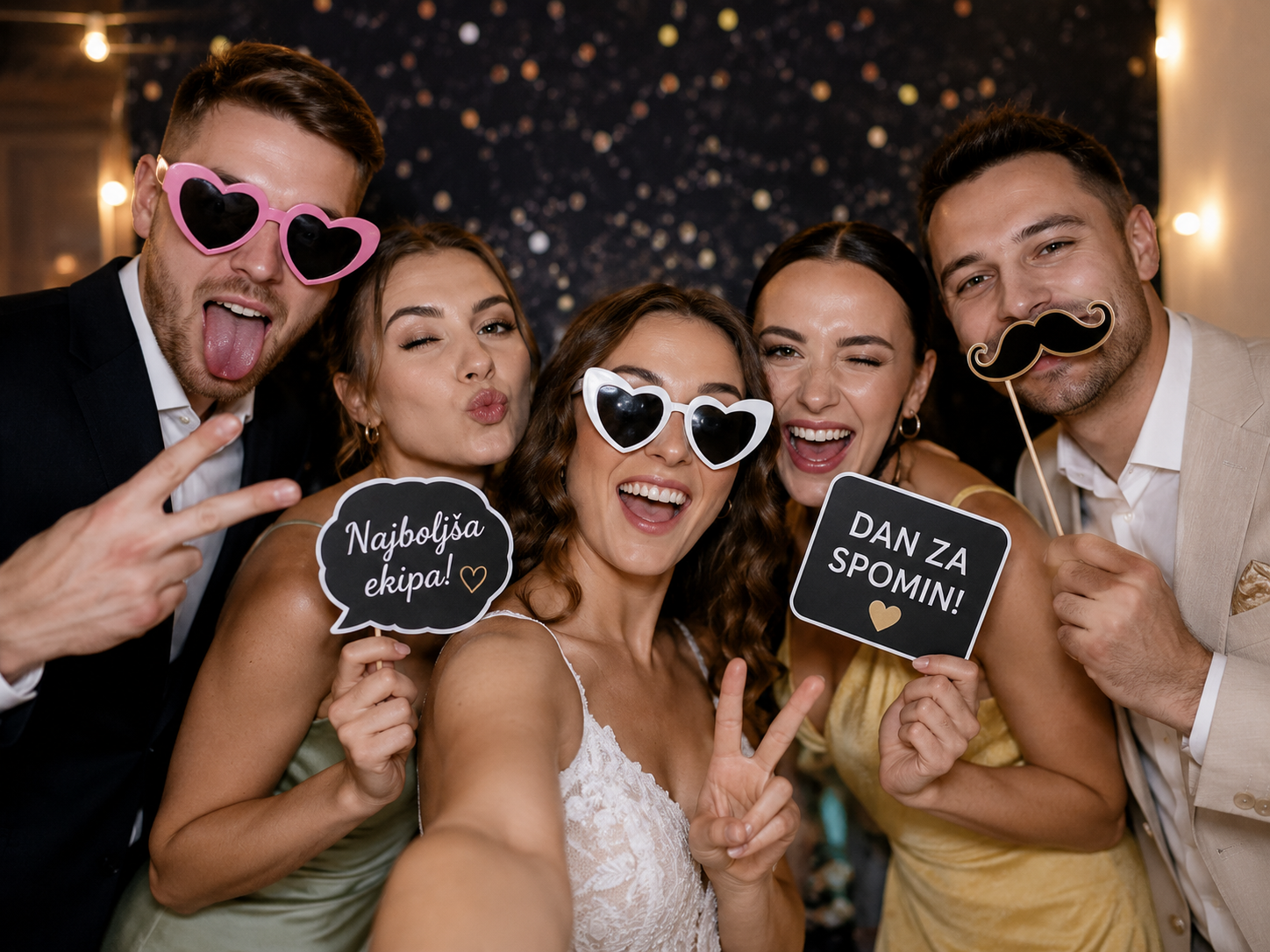 Zabavna skupinska photobooth fotografija
